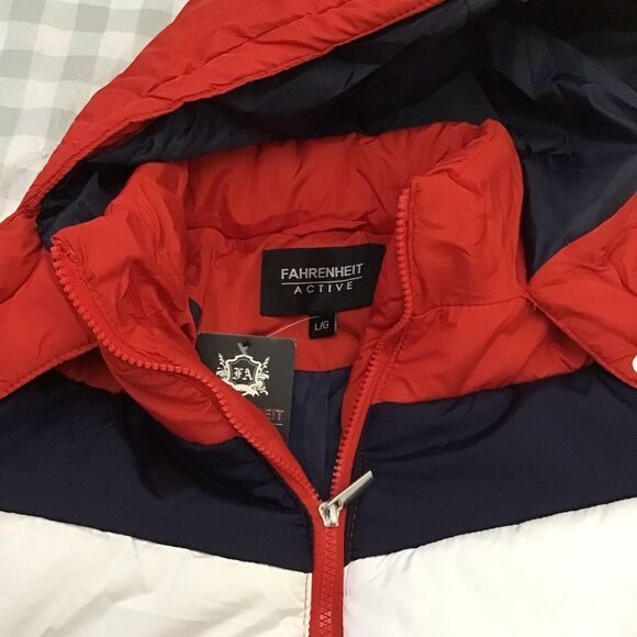 FAHRENHEIT active puffer winter coat jacket in Large red white blue - Picture 5 of 16